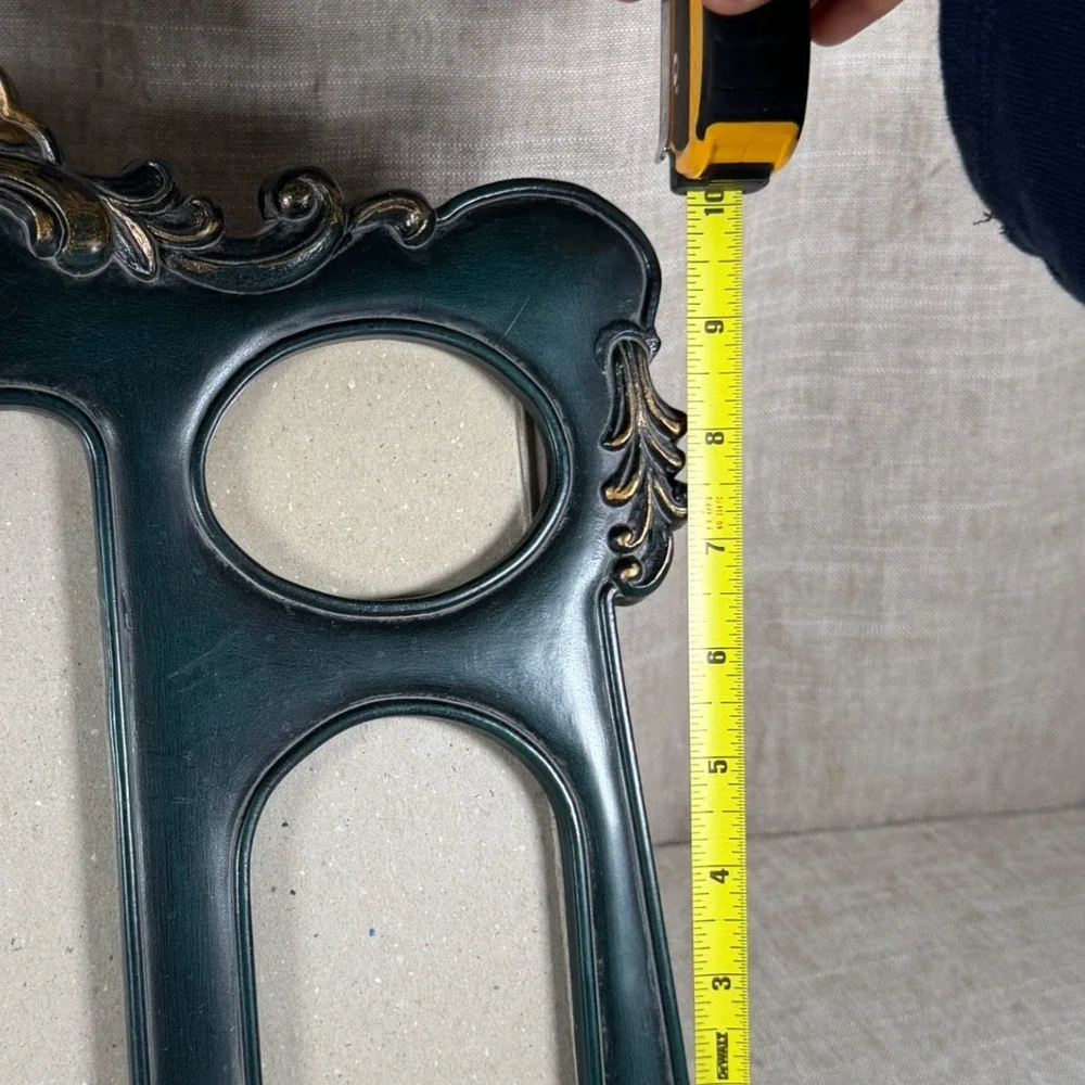 Picture Frame Good Vintage Ornate Dark Green Gold 5 Opening Collage Victorian